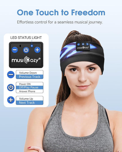 MUSICOZY Bluetooth Headband Sleep Headphones Earbuds for Sleeping Sports | Wireless Music Earphones Sports Sweat Resistant with HD Stereo Speakers for Workout Running Travel Yoga Ideal Gifts