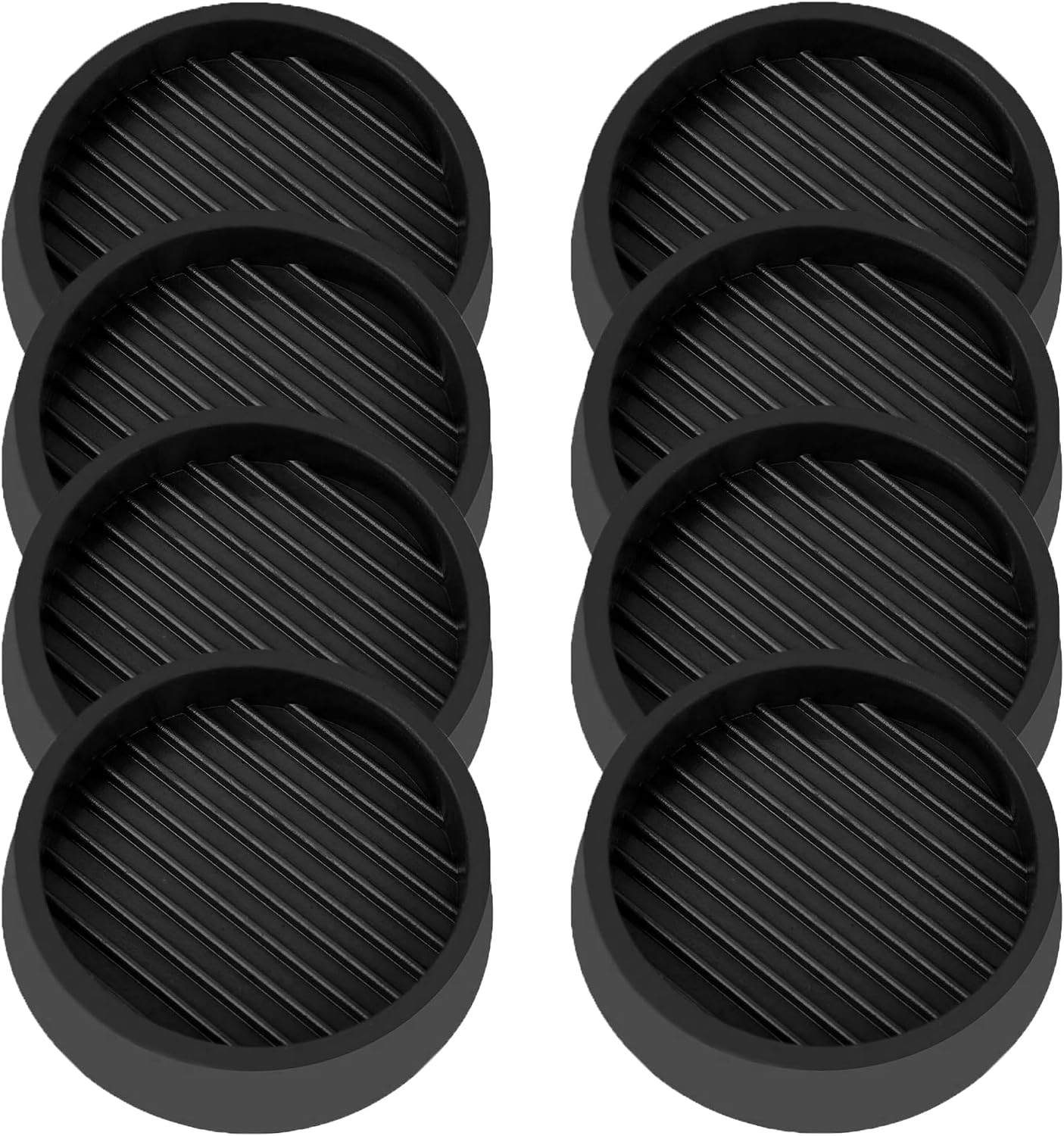 2X2 Round Rubber Caster Cups, Non Slip Furniture Pads - 4 Pack | Anti-Slip Gripper, Anti Skid Furniture Feet, Anti Slide Floor Protector for Bed Couch Table Chair Stoppers, Black