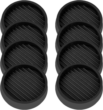 2X2 Round Rubber Caster Cups, Non Slip Furniture Pads - 4 Pack | Anti-Slip Gripper, Anti Skid Furniture Feet, Anti Slide Floor Protector for Bed Couch Table Chair Stoppers, Black