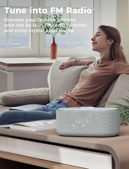 Odokee Qi Certified Wireless Charging Alarm Clock Radio for Bedroom