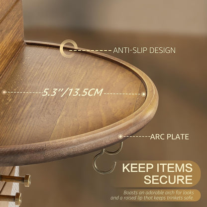 Rebee Vision Pine Wood Round Key Holder Wall Mount for Home Decor, Brown | Round Corner, Key Hooks for Dog leashes & Sunglasses, Display Shelf for Plant & Letters, Mail Organizer, Home Essentials