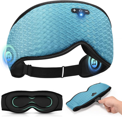 3D Contoured Sleep Mask with Bluetooth Headphones, Adjustable Blackout Sleeping Mask, Easy Installation Sleeping Headphones with Ultra-Thin Stereo Speakers for Men, Women - Black