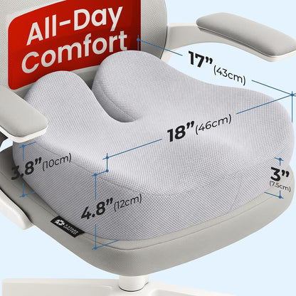5 STARS UNITED Seat Cushion - Memory Foam Chair Cushion for Tailbone Pain Relief - Ergonomic Support for Coccyx, Sciatica & Butt - Office, Desk & Gaming Chair, Car Seat, Wheelchair, Airplane, Black