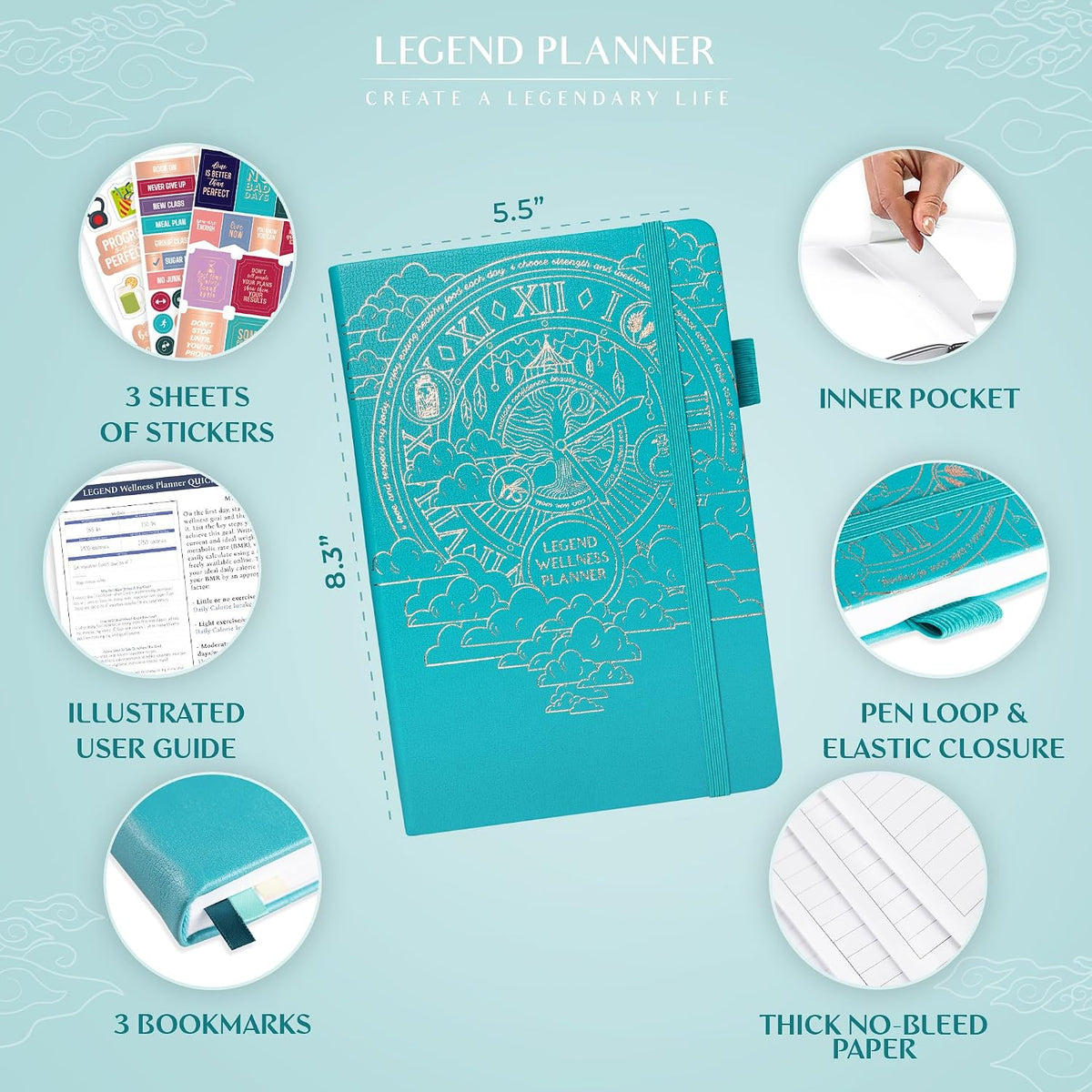Legend Food Journal, Weight Loss & Meal Tracking Diary 5.8x8.3 Hot Pink