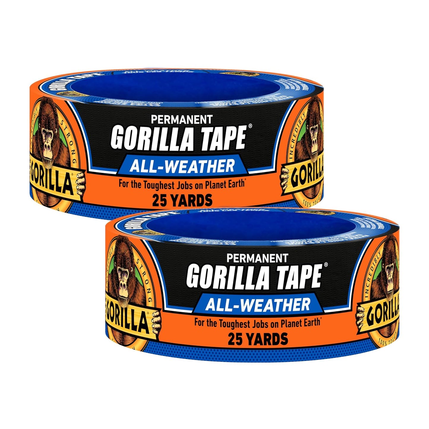 GORILLA All Weather Duct Tape, Black, 1.88" x 25 yd | UV and Temperature Resistant, Waterproof for Outdoor Repairs, Strong Adhesive Grip