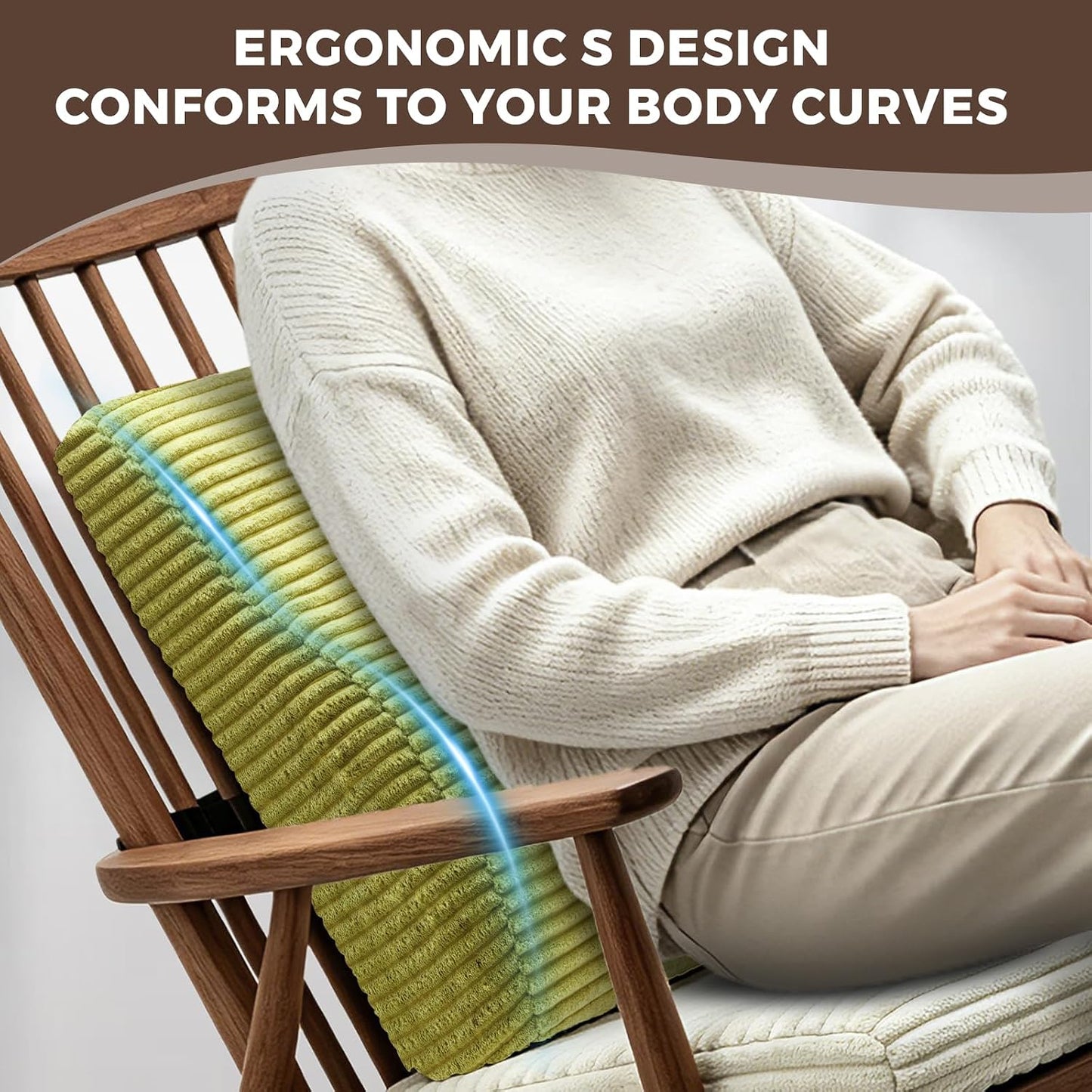 Lumbar Support Pillow for Recliner Chair/Accent Chair/Couch, Washable Cover | Large Memory Foam Back Support Cushion for Elderly, Ergonomic Backrest Pillow for Back Rest/Pain Relief/Reading, Gray