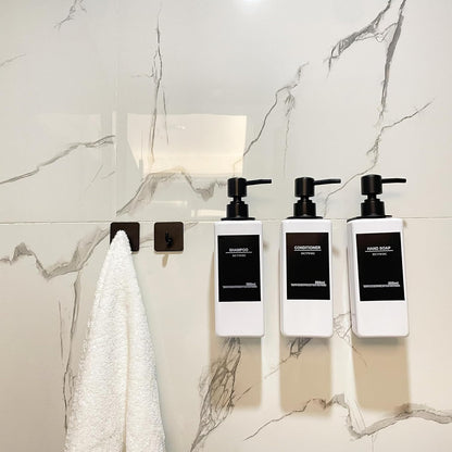 Shampoo Dispenser for Shower Wall, Shampoo and Conditioner Dispenser with 16 Waterproof Labels, No Drill Shower Soap Dispenser Bathroom, Shower Soap Dispenser Wall Mounted 3 Chamber, 17oz,Black | Shampoo Dispenser for Shower Wall, Shower Soap Dispenser
