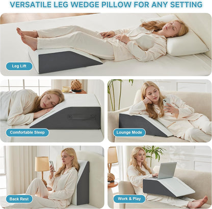 Yojoker Leg Elevation Pillows for Swelling, Memory Foam Wedge Pillow for Legs Blood Circulation, Leg Elevation Pillows for After Surgery, Knee Wedge Pillow for Sleeping Back Hip Ankles Relief