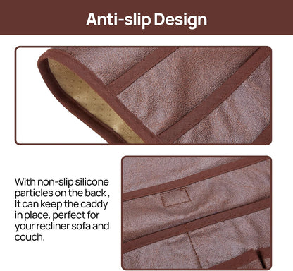 Teniux Remote Control Holder GRS Certified Armrest Organizer with 6 Pockets for recliner couch sofa, Recycled Material Armchair Caddy for Smart Phone, Book, Magazines, Ipad(Brown)