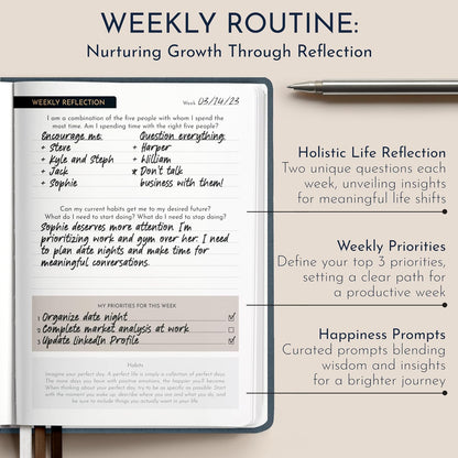 Gratitude Journal for Men, 6-Month Guided Daily Prompts, Fabric Hardcover