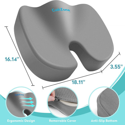Gel Seat Cushion, Cooling Memory Foam Cushion for Office Chair, Black