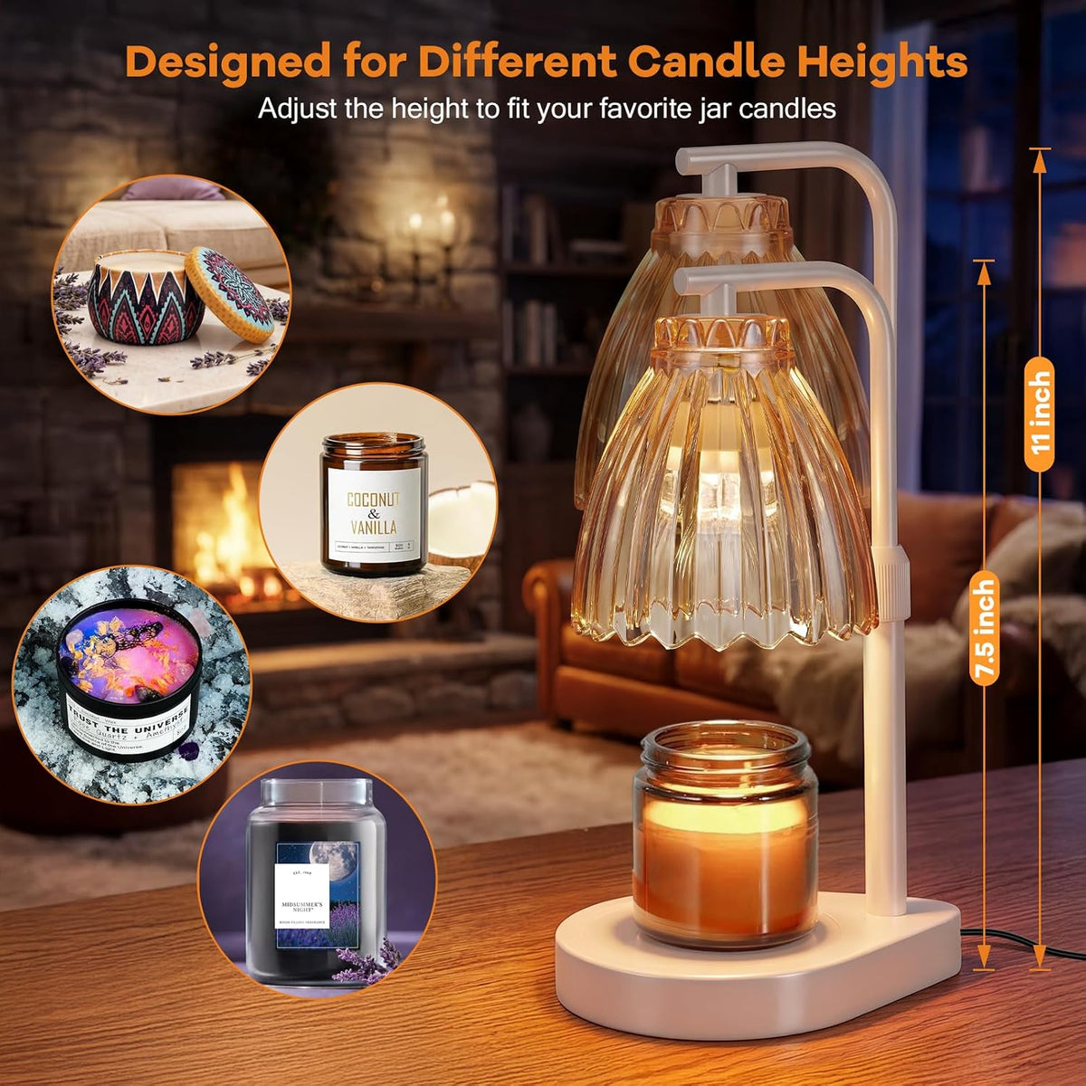 Gifts for Women, Candle Warmer Lamp with Adjustable Height, Timer & Dimmer, Birthday Gifts for Women, Elegant Gift Box & Greeting Card, Candle Lamp with 2 Bulbs for Home Decor/Bedroom/Office
