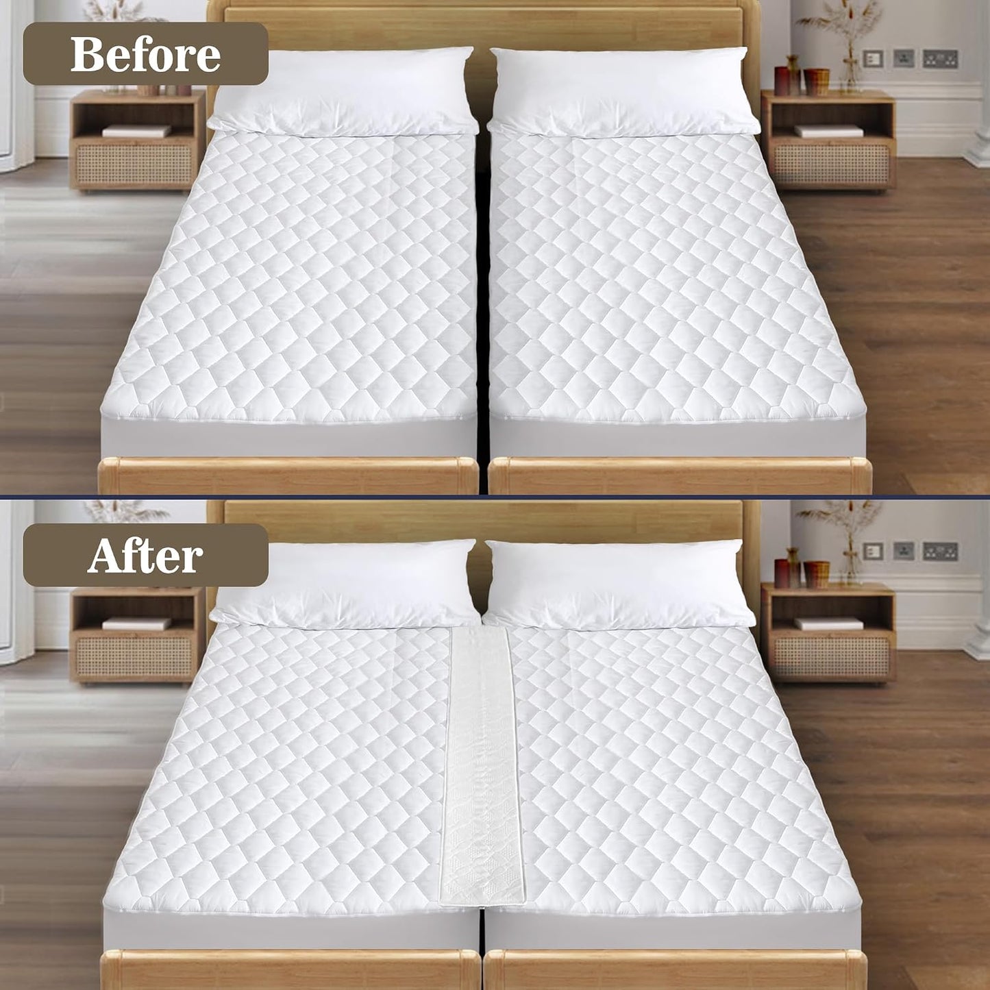 Asatdd Bed Bridge Twin Size to King Size Bed | Waterproof Bed Split Filler, Twin Size to King Size Bed Converter, 75" x 12"