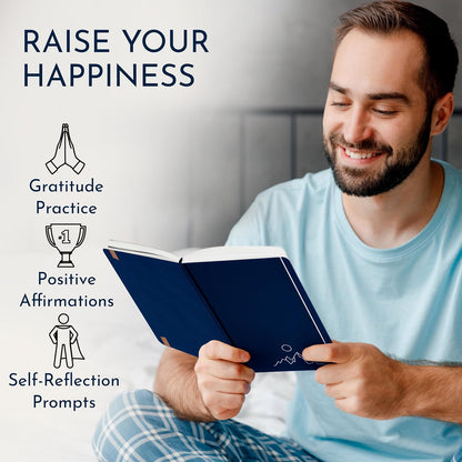 Gratitude Journal for Men, 6-Month Guided Daily Prompts, Fabric Hardcover
