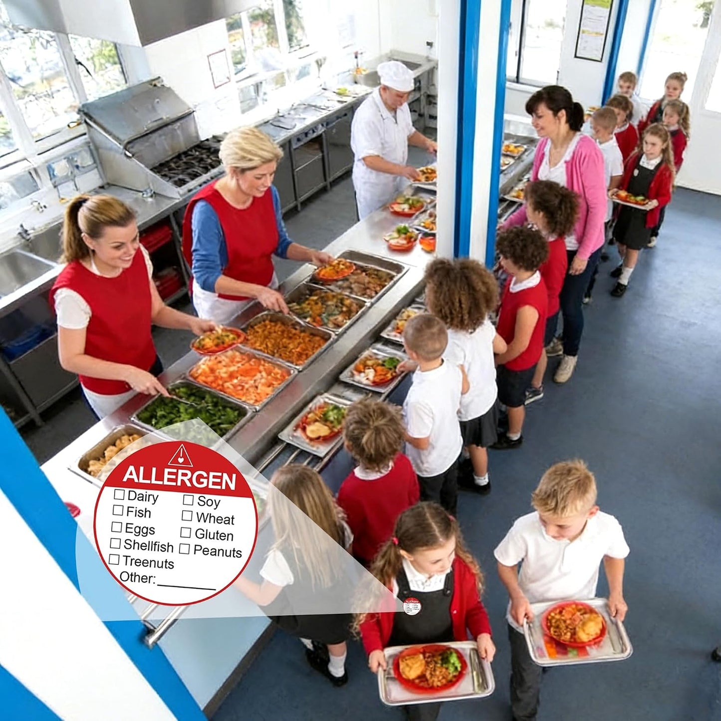 Allergen Allergy Warning Labels Sticker Red Adhesive Allergies Stickers | 2 Inch Fluorescent Food Rotation Labels Food Allergy Warning Circle Dots Label for Grocery Stores,Food Packaging 500 Pcs