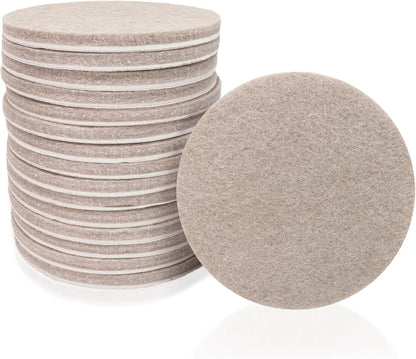 SoftTouch 1.5" Round Reusable Felt Furniture Sliders for Hard Surfaces, Noise-Reducing Adhesive Furniture Moving Pads for Beds, Sofas, Dressers, Set of 24, Beige