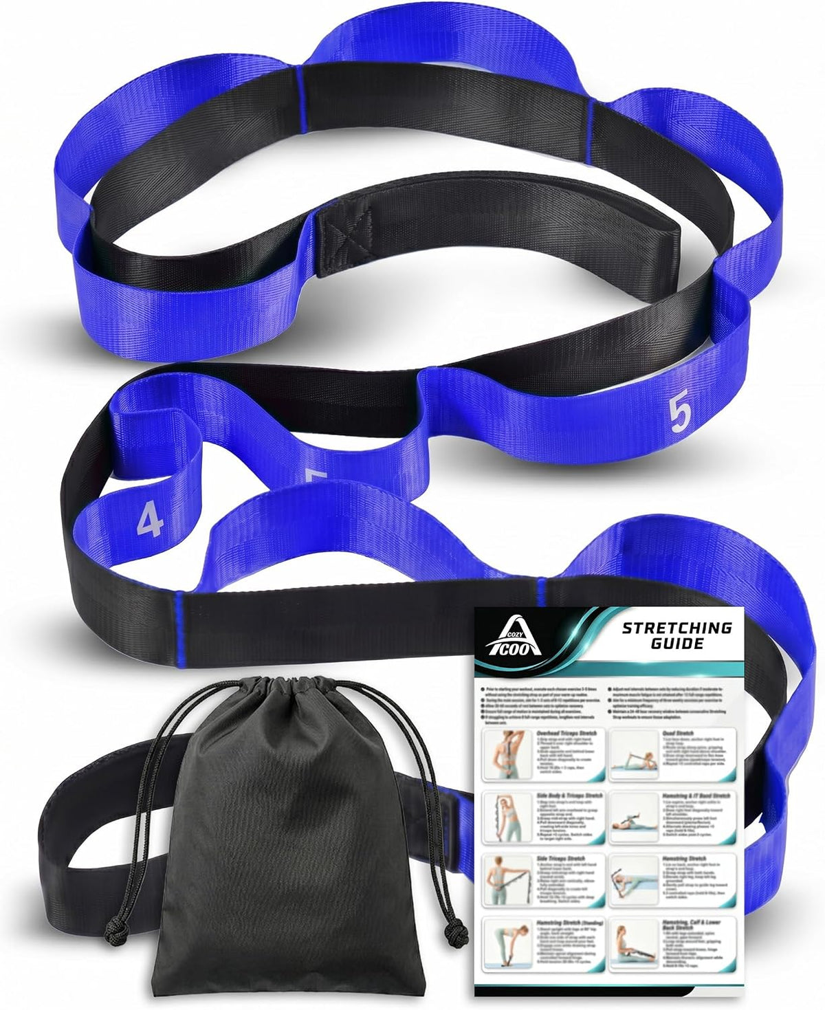 Acozycoo Stretching Strap with Loops for Physical Therapy,Knee,Calf,Back