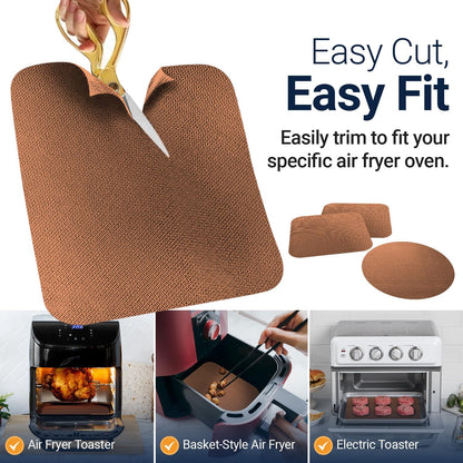 Toaster Oven Liners for Bottom of Oven (4 Pack) Reusable Non-Stick Heat Resistant Toaster Liners, Compatible with Breville, Cuisinart, Black & Decker, Dash, and More - Air Fryer Liners 12"x12" (Black)
