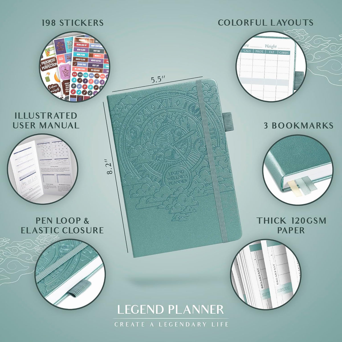 Legend Food Journal, Weight Loss & Meal Tracking Diary 5.8x8.3 Hot Pink