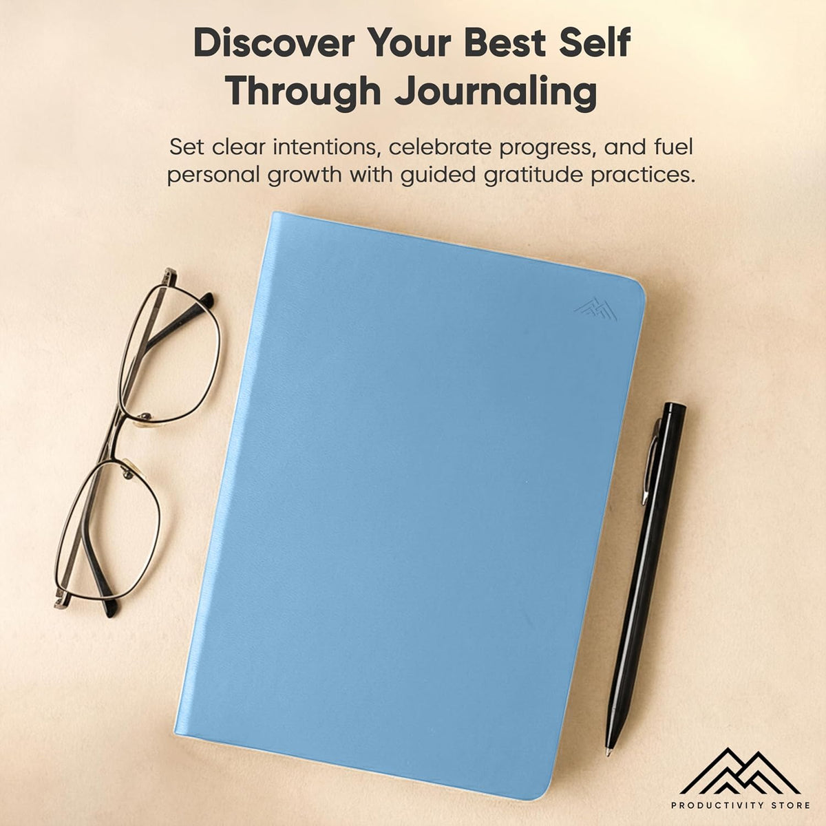 Gratitude & Self-Care Journal - Guided Mindfulness & Mental Health Journal All-in-One with Prompts for Self Discovery - Daily Journal for Men & Women (A5, Black) - PRODUCTIVITY STORE