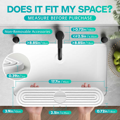 Stone Faucet Mat for Kitchen Sink – Diatomite Fast-Drying Stone Tray, Faucet Mat Sink Splash Guard, Decorative Sink Protector for Kitchen Bathroom Counter (Light Grey, 20''x3.9'')