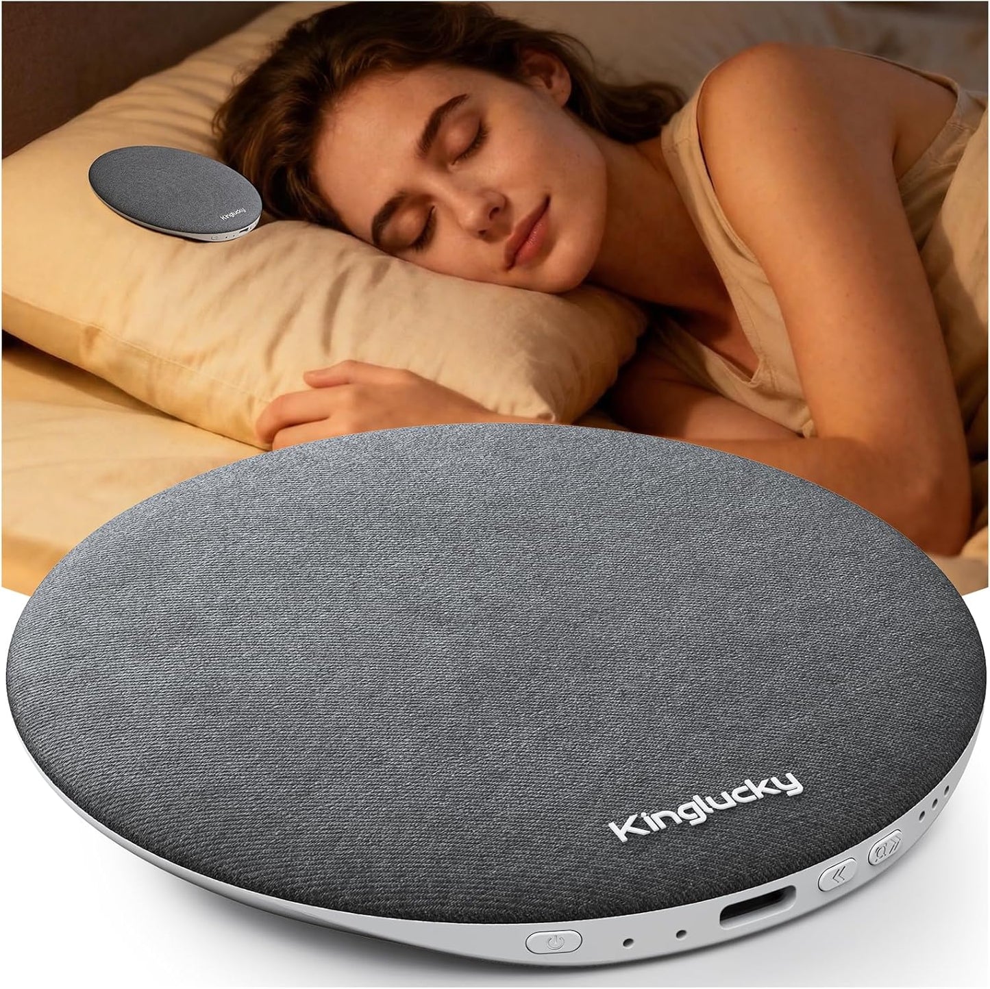 Kinglucky Pillow Speaker for Sleeping, Built-in White Noise Ultra-Thin Bluetooth 6.0 Under Pillow Speaker for Side Sleepers,Auto Shut-Off, Rechargeable Portable for Travel, Couples Shared Bed, Blue