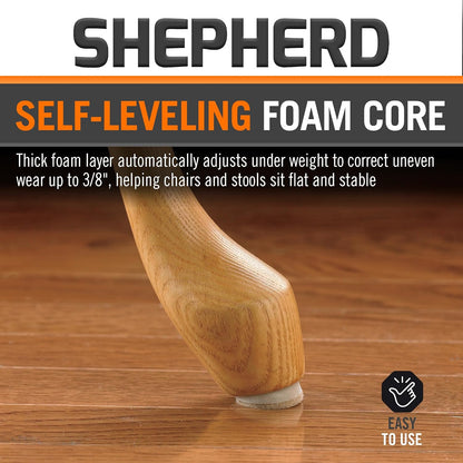 Shepherd 1" Round Leveling Self-Adhesive Felt Furniture Sliders for Hard Surfaces, Leveling Adhesive Furniture Moving Pads for Beds, Sofas, Dressers, Set of 8, Beige