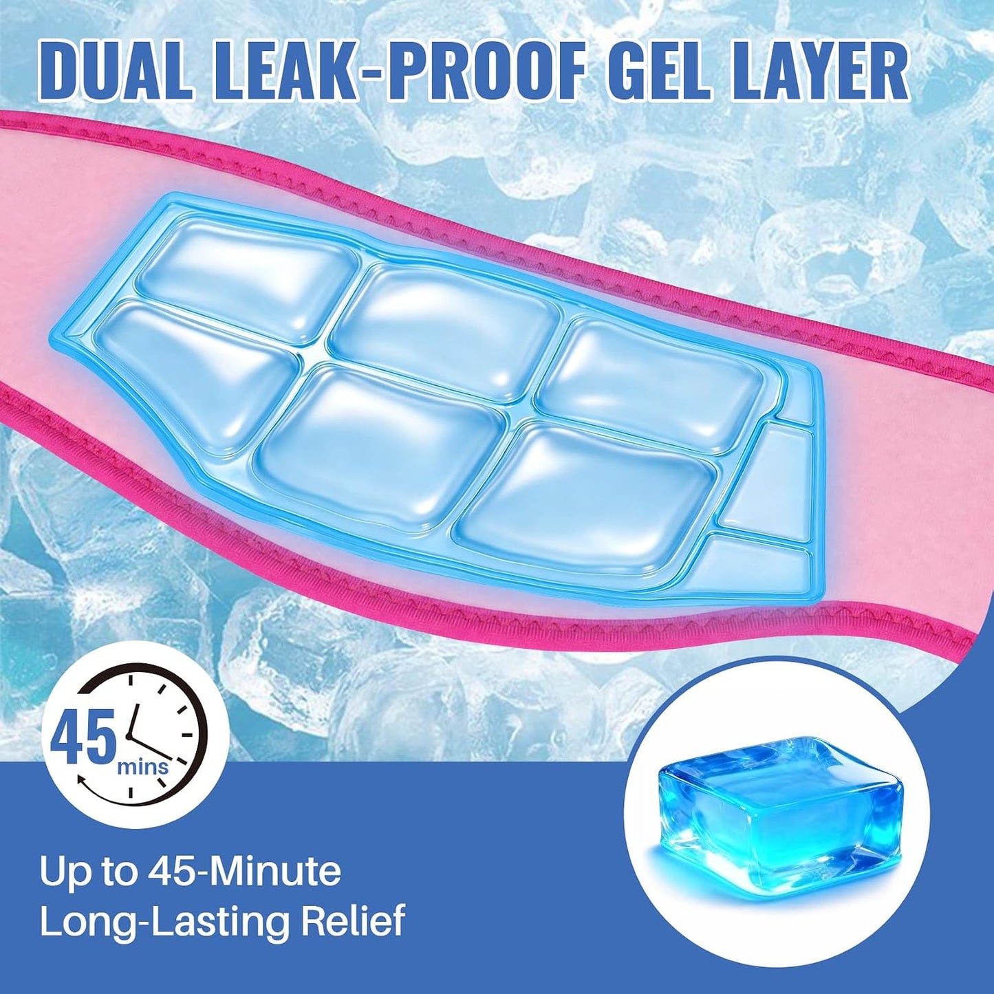 Wisdom Teeth Ice Pack Head Wrap, Jaw Face Ice Pack for Oral Surgery TMJ Relief Tooth Extraction, Reusable Hot & Cold Therapy Pack for Wisdom Teeth Removal Tonsillectomy, Pink