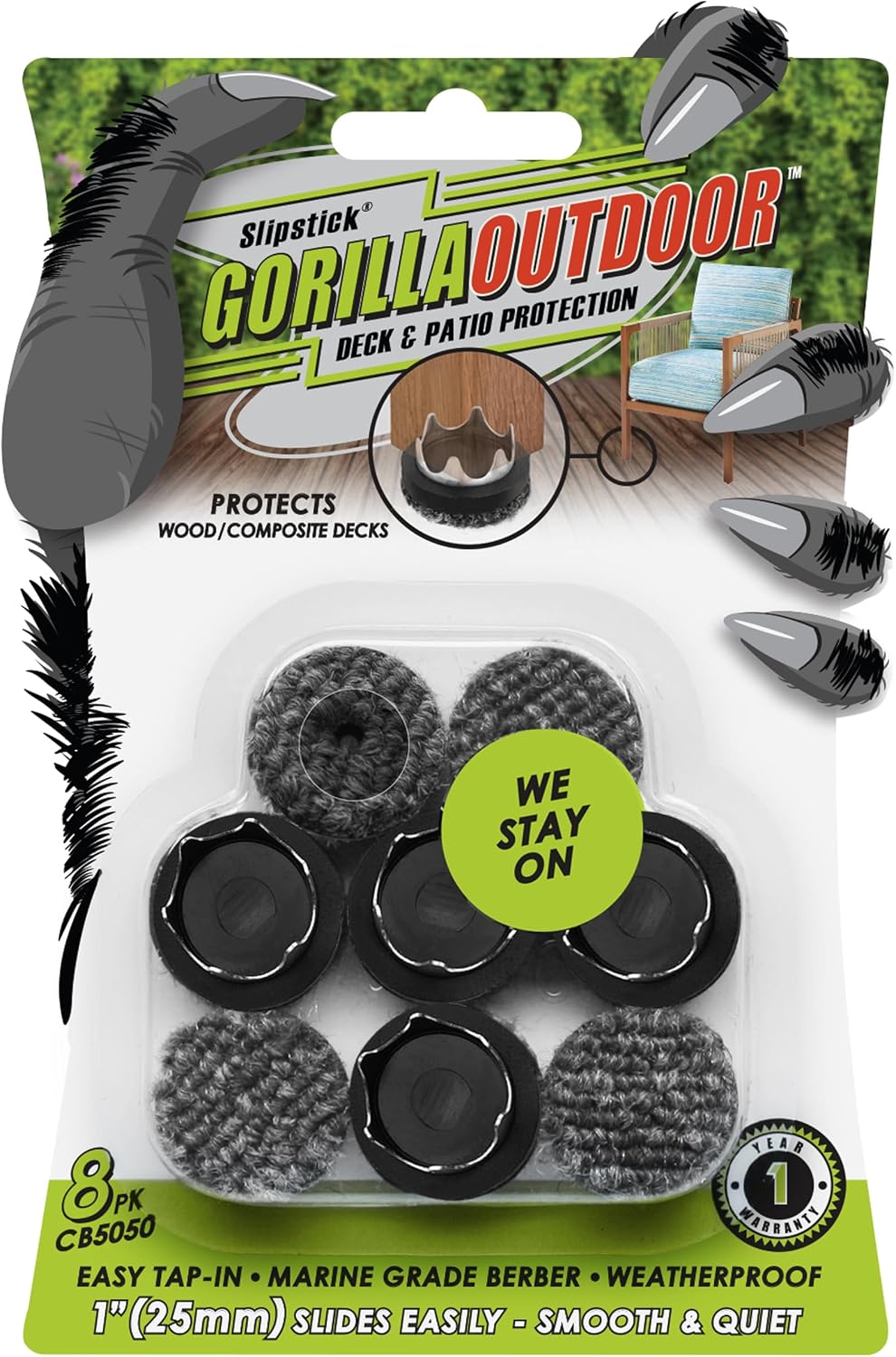 Slipstick Gorilla Felt Furniture Pads (189 Piece Variety Pack) Premium Furniture Pads & Chair Leg Floor Protectors for Hardwood Floors & Hard Surfaces