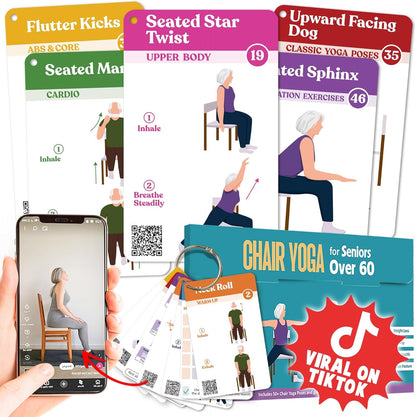POCAZONE Chair Yoga Book for Seniors Over 60, 30-Day Exercise & Video Guide