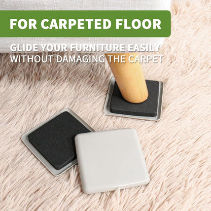 Furniture Sliders for Carpet 8 PCS - 3 1/2" Brown | Furniture Moving Sliders, Carpet Sliders for Furniture, Square Furniture Movers Sliders - Move Your Furniture Easily & Safely