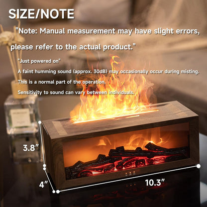 TMEHM Fireplace Flame Air Diffuser Humidifier,7 Colors Aromatherapy Essential Oil Diffuser,Ultrasonic Aroma Humidifier with Timer for Home,Bedroom,Office,Yoga (Black)