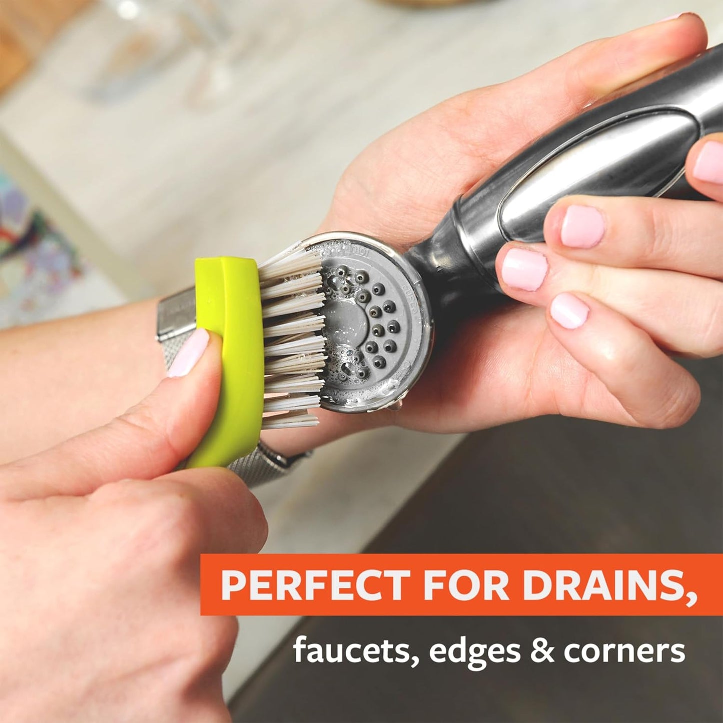 Full Circle Every-Crevice Detail Brush for Grout, White | Tough bristles & a sustainable bamboo handle reach deep into crevices, showers & grout