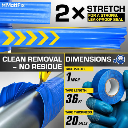 Self Fusing Silicone Tape – 1"x10’ – Waterproof Tape for Emergency Repairs | Weatherproof, Heat and Chemical-resistant – For Plumbing, Pipes and Hoses repairs, Automotive, Electrical & Outdoor Use
