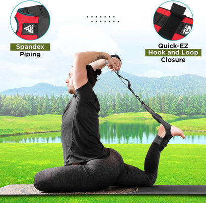 RDX Yoga Stretching Strap, Ankle Ligament Stretcher Belt with Loops Ligament Stretch Band, Fitness Leg Stretcher for Plantar Fasciitis, Foot Stretch Assist for Hamstring, Flexibility Exercise