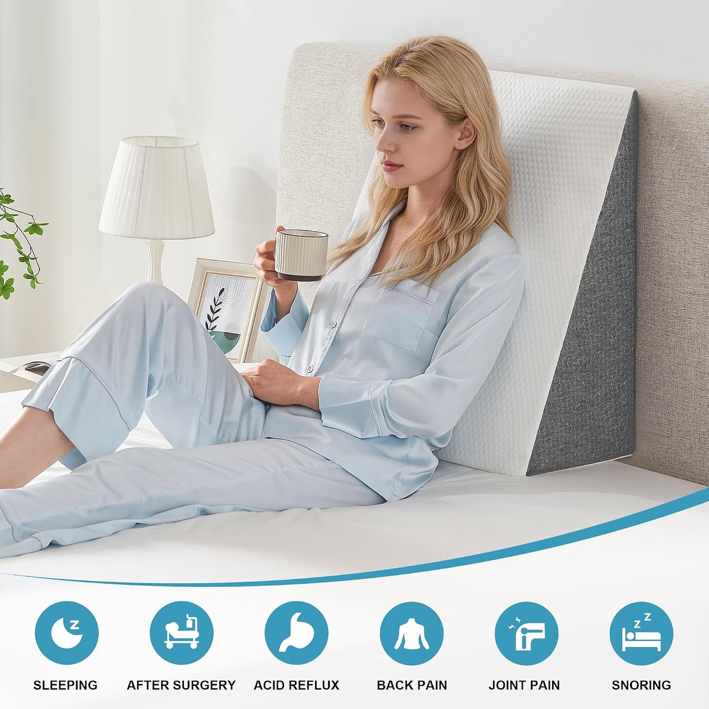 Yojoker 6pcs Orthopedic Bed Wedge Pillow Set for Sleeping, Post Surgery Foam for Body, Back and Leg Pain Relief Comfortable & Adjustable Support Pillows-Anti Snoring, Heartburn