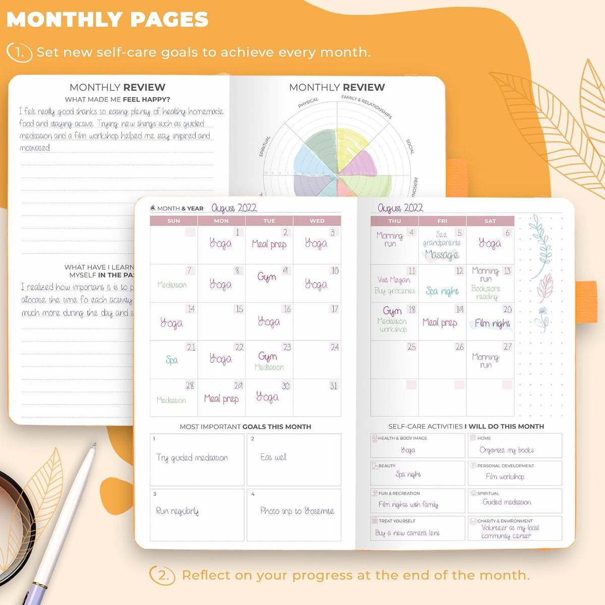 Clever Fox Self-Care Journal for Women, Daily Planner 5.8x8.3 Mystic blue