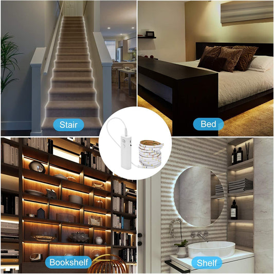 Rechargeable Motion Sensor LED Strip for Cabinet (6.6FT, Cool White)