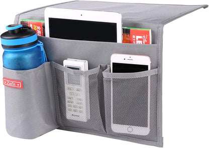 Zafit 5 Pockets Bedside Caddy, Bedside Storage Organizer for Water Bottles, Magazines, Phone, Glasses (5 Pockets-Grey)