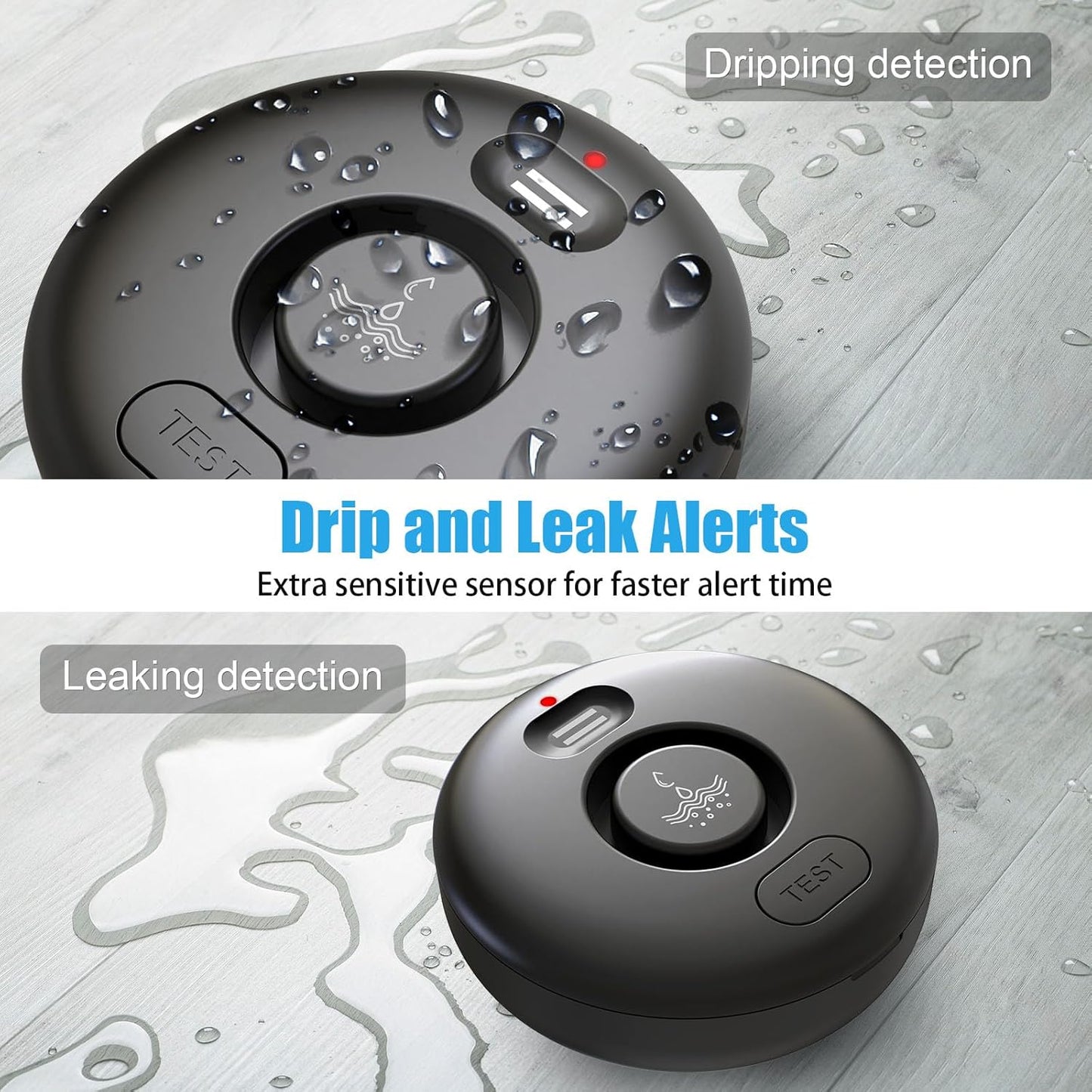 5 Pack Water Leak Alarm Detector, 120dB Loud Alert, IP66 Waterproof | Water Sensor, Sensitive Leak and Drip Alert, Easy Installation for Home, Basement Flood Prevention, Bathroom, Sink, Laundry