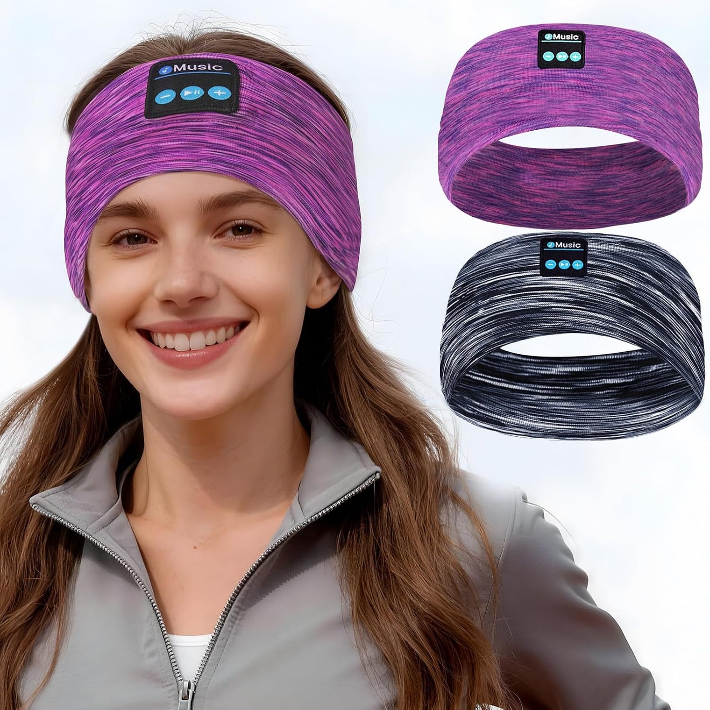 AONESY Bluetooth Headband for Sleeping, Headband Headphones for Side Sleepers & Sports, Washable & Wireless Music Headband with Secure Fit for Running, Workout, Gym, Yoga - Great Gift