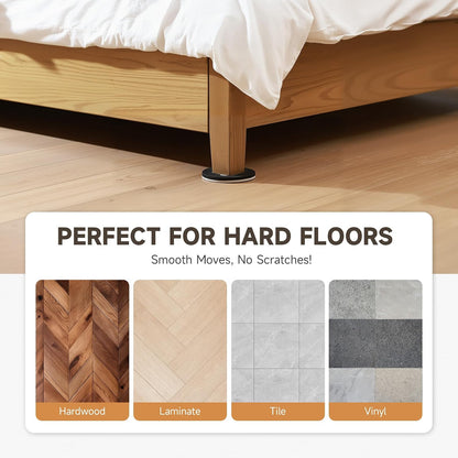 CO-Z Felt Furniture Sliders - 16 Pack with 8 Plastic & 8 Felt Sliders, 3 1/2" Reusable Furniture Sliders for Carpet Hardwood Floors, Heavy-Duty Furniture Gliders Movers, Moving Pads for Hard Surfaces