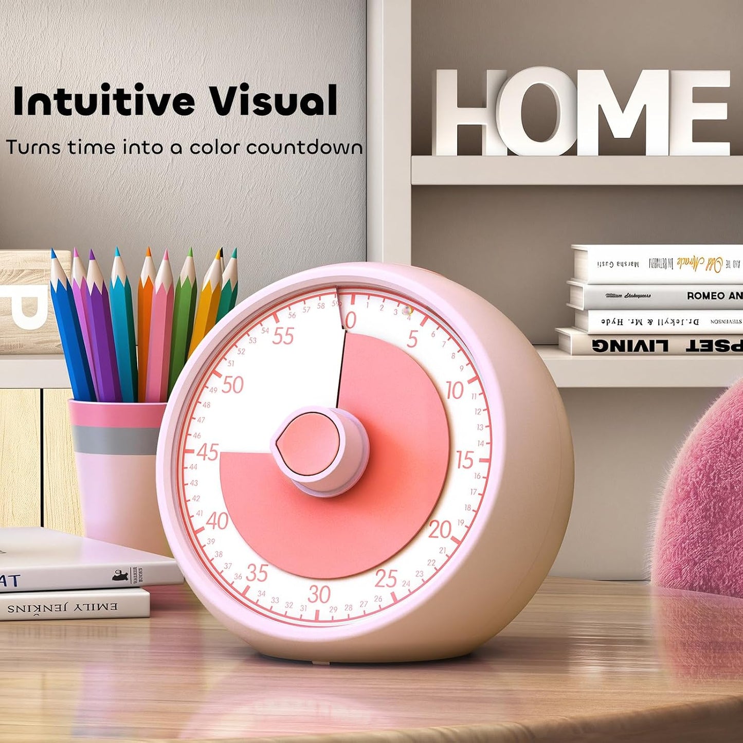 Visual Timer for Kids 60-Minute Countdown Timer with Optional Alarm, Focus Tool for ADHD & Autism, Time Management for Homework, Chores, Office, Kitchen, Teaching & Study Routines (Purple)