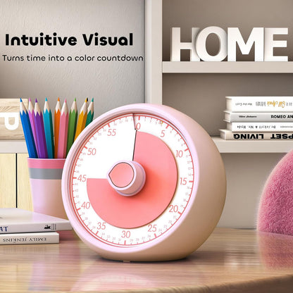 Visual Timer for Kids 60-Minute Countdown Timer with Optional Alarm, Focus Tool for ADHD & Autism, Time Management for Homework, Chores, Office, Kitchen, Teaching & Study Routines (Purple)