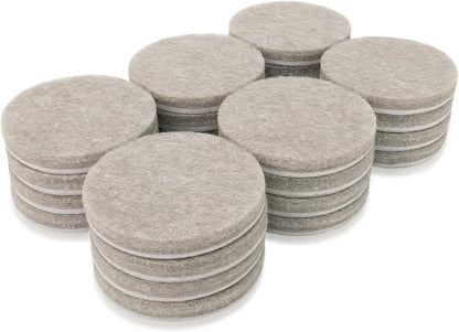 SoftTouch 1.5" Round Reusable Felt Furniture Sliders for Hard Surfaces, Noise-Reducing Adhesive Furniture Moving Pads for Beds, Sofas, Dressers, Set of 24, Beige
