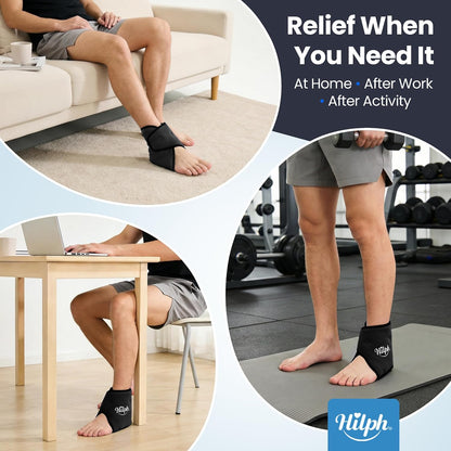 Hilph Ankle Ice Pack Wrap for Swelling, Gel Cold Pack for Ankle Sprained | Easy to Wear, Reusable Hot Cold Compress for Surgery Recovery, Plantar Fasciitis, Foot Pain Relief, Achilles Tendonitis, Blue