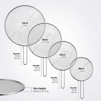 Silicone Splatter Screen for Frying Pan,Grease Splatter Guard,Heat-Resistant Splatter Guards for Cooking,Dishwasher Safe (9.8", 11.4", 13")