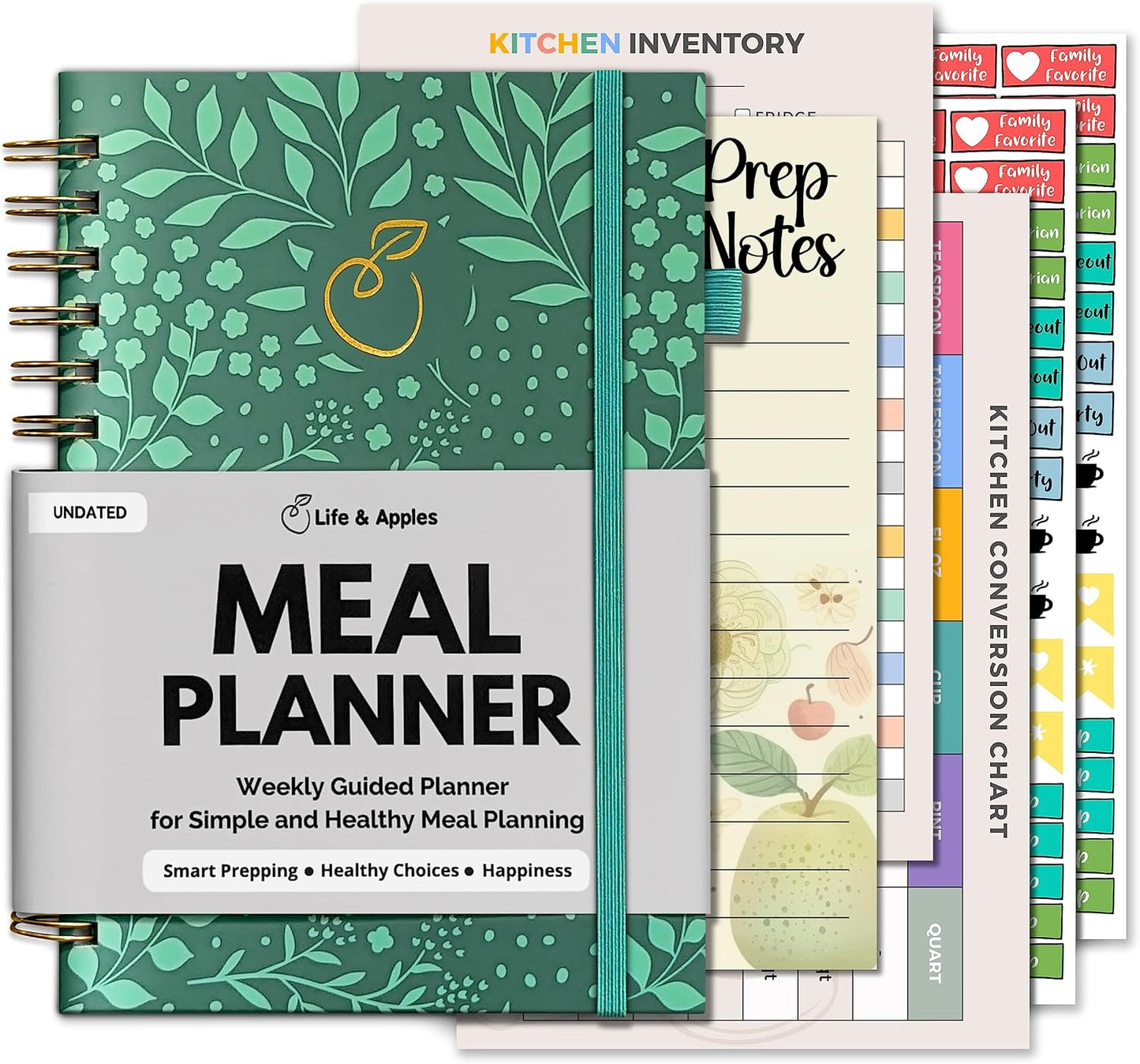 Life & Apples Weekly Meal Planner Notebook with Grocery List, Forest | Meal Planning Notebook, Meal Prep Journal and Food Planner to Organize a Weekly Menu, Grocery List and Family Meals