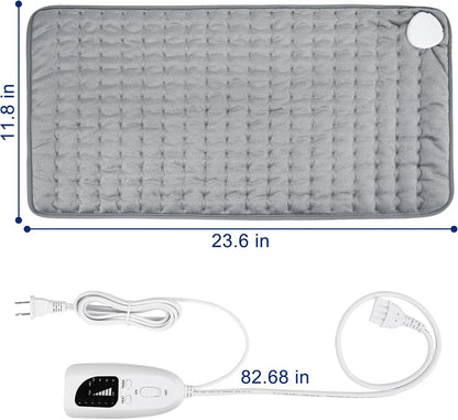 Electric Heating pad with 6 Heat Settings, Auto Shut Off, Dry Electric Heating for Back Neck Knee Arms Legs Shoulder Heat Pads for Christmas Birthday Father Mother's Day (24"X12", Gray Green)