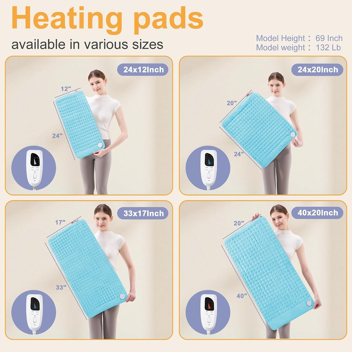 Heating Pad,Heated Blanket,Heating Pad for Back Neck,Grey,24x12 Inch | Electric Heating Pad,Dry/Moist Heat Heating Pads,Heating Pads for Shoulder,Abdomen,Heat Pad for Women Men,Birthday Gift